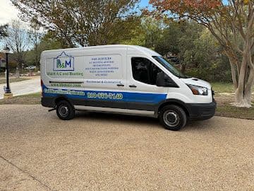 BB&M AC and Heating branded service van ready for an HVAC service call